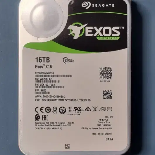 시게이트 EXOS X16 16TB 16테라 HDD SATA