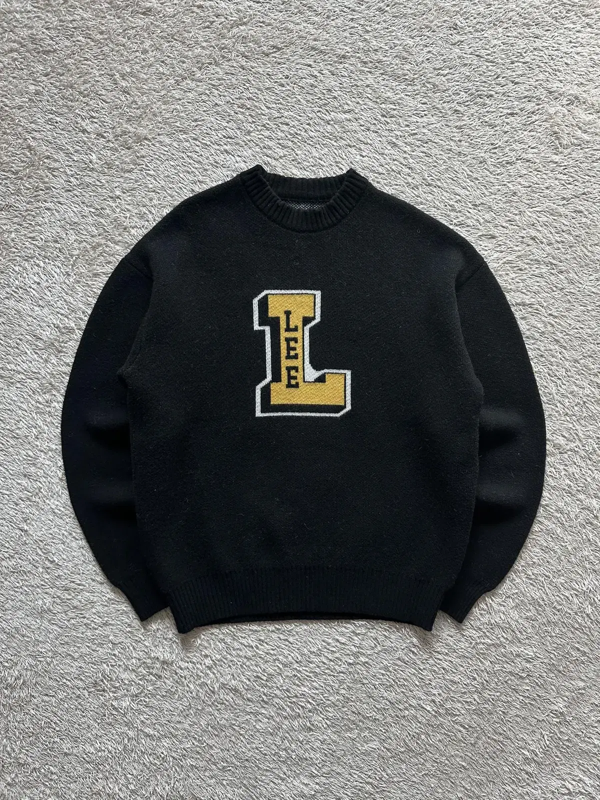 [L] LEE L Logo Waffen Crewneck Knit Black