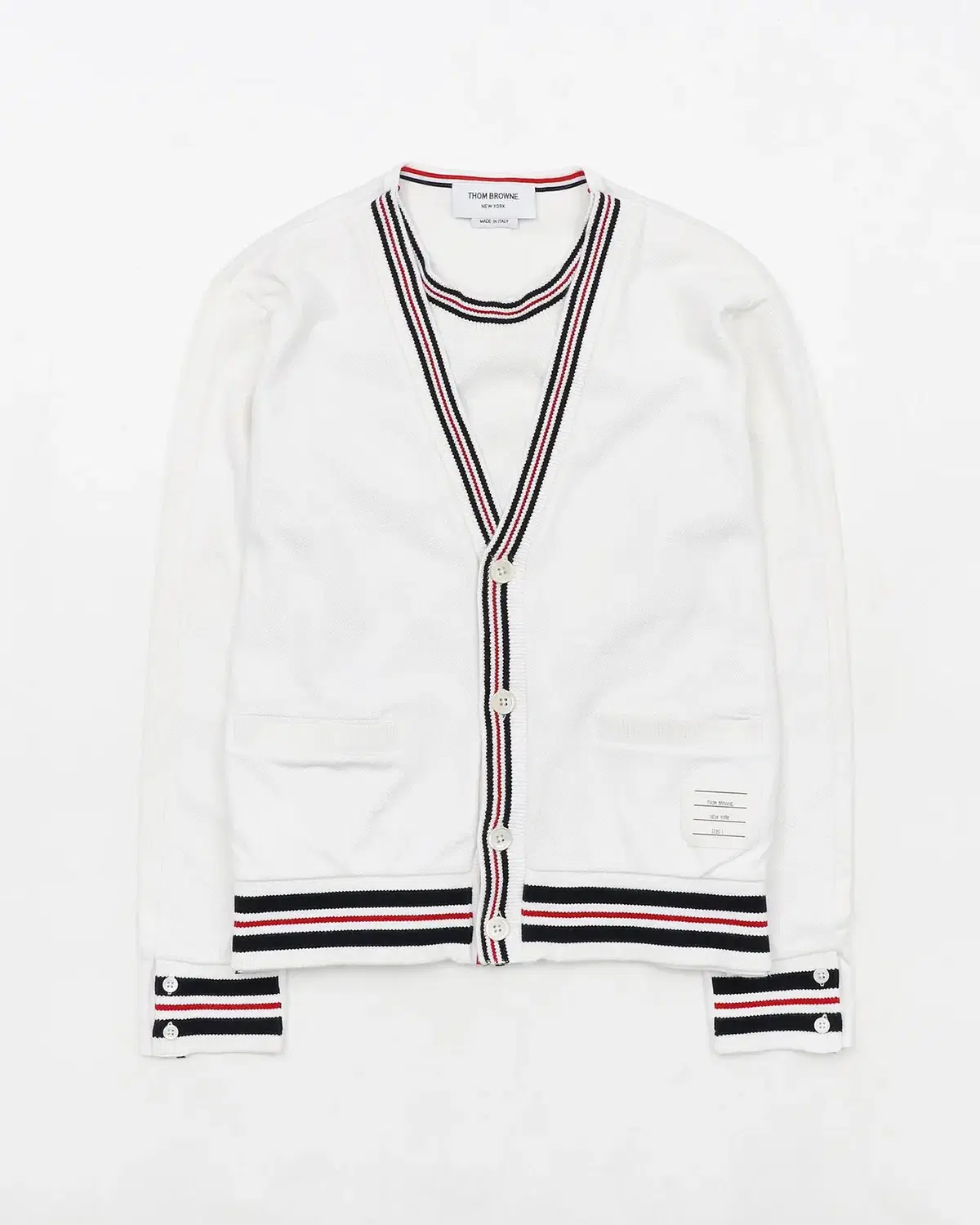 1 Thom Browne White Cardigan PN923PR