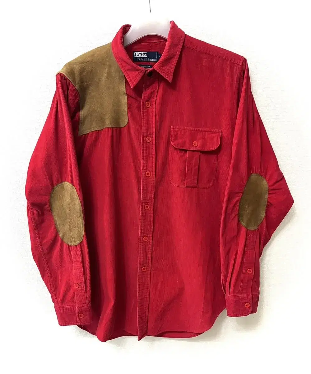 Polo Ralph Lauren Corduroy and Leather Patch Vintage Shirt L