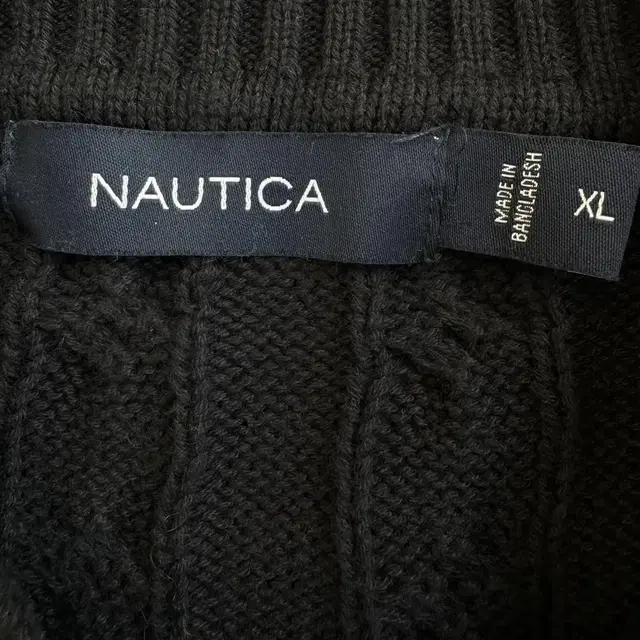 Nautica  노티카 자수 블랙 코튼 꽈배기 니트