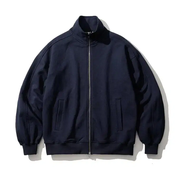 [2XL/XXL] Peplum High-Neck Sweatshirt / Navy