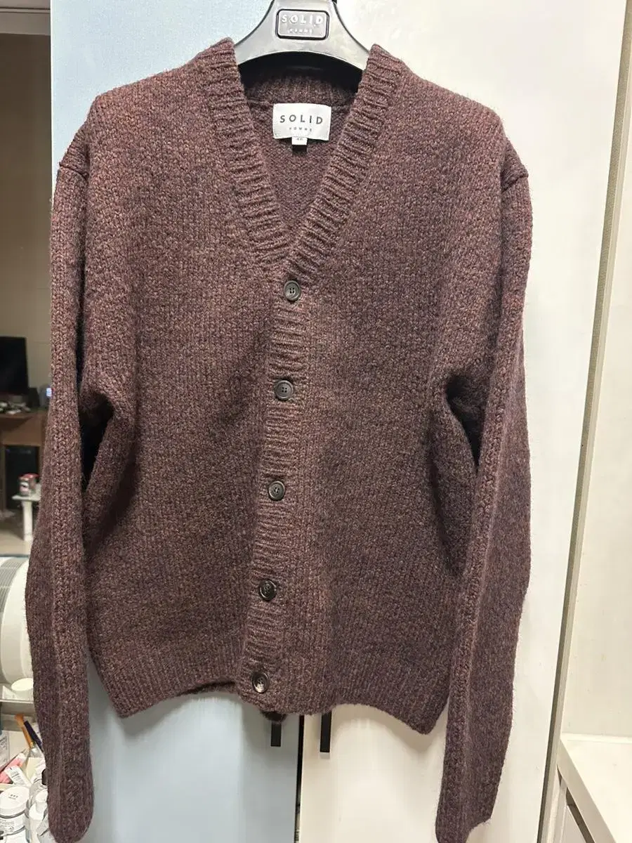 [48] Solid Homme 22FW Burgundy Cardigan