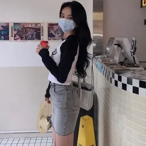 21s/s 페일제이드 파인체리 데님스커트 라이트그레이