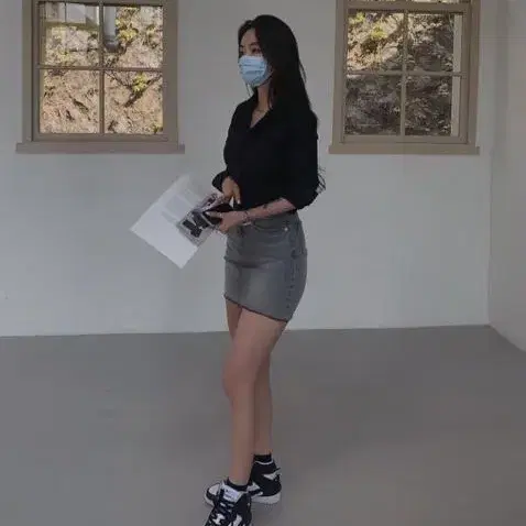 21s/s 페일제이드 파인체리 데님스커트 라이트그레이