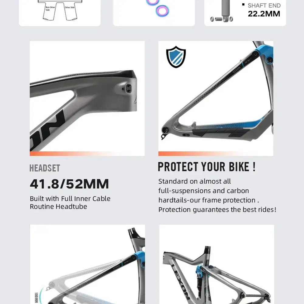 MTB 산악 자전거 풀 서스펜션 탄소 카본 프레임 세트