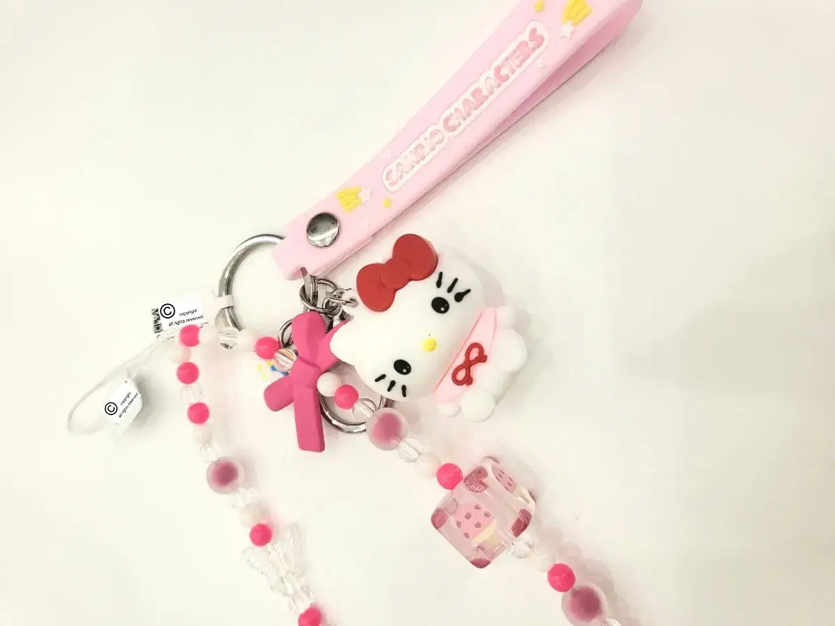 Sanrio Hello Kitty keyring + Beaded Phone Strap - Set