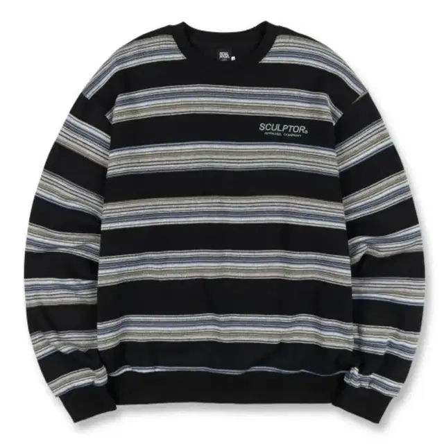 스컬프터 Stripe Vintage Sweatshirt Black