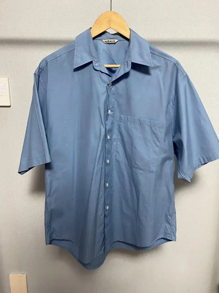 [3] Orari Washed Pinstripe Twill Big Half Sleeve Shirt