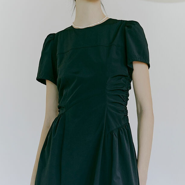 에트몽 Side Shirring Dress 블랙 S