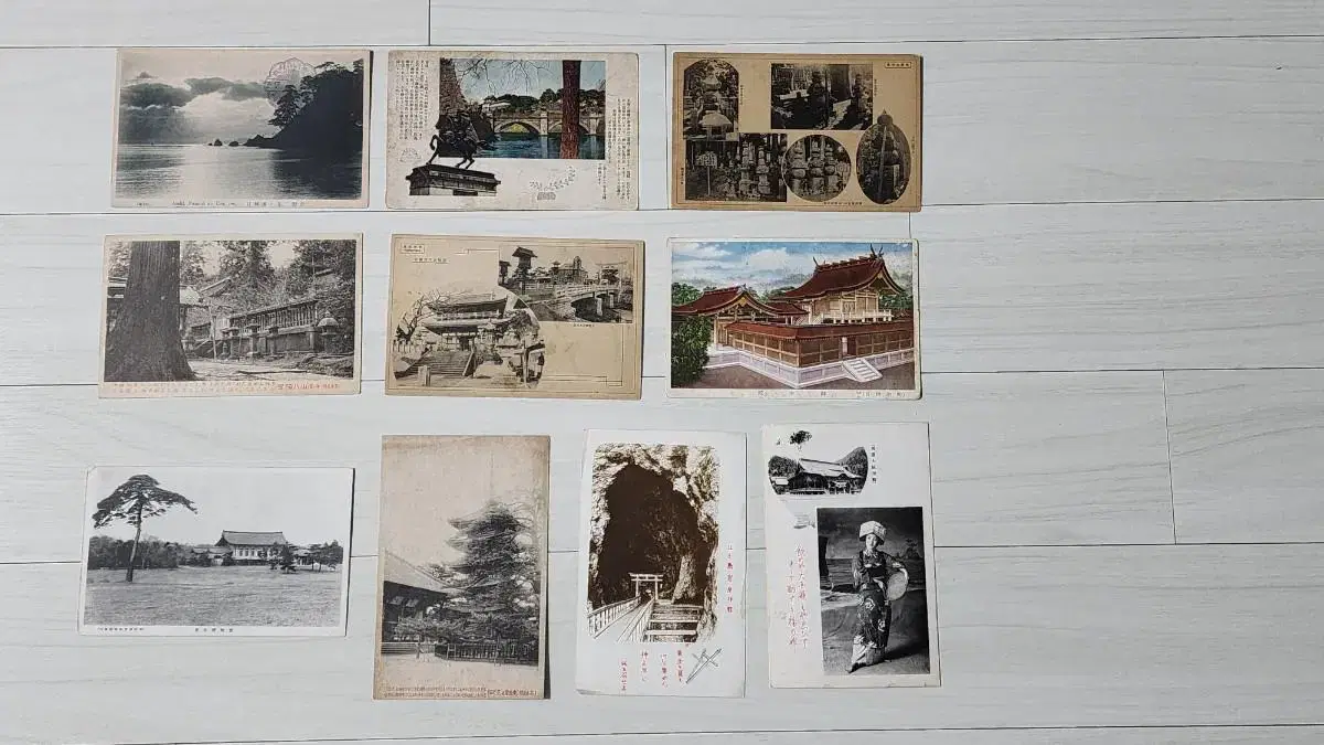 A bulk of 10 postcards used by Japan during the Japanese colonial period.