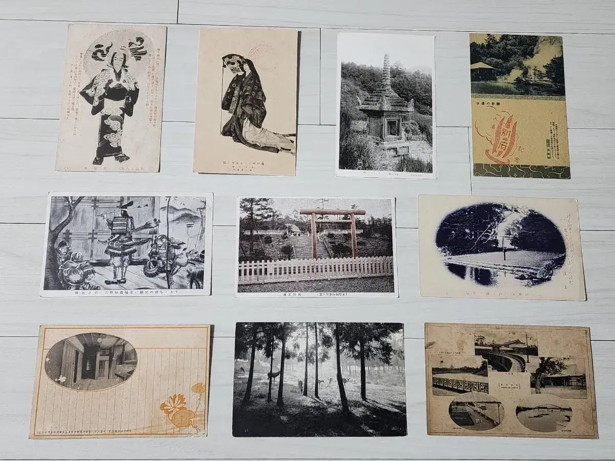 A bulk of 10 postcards used by Japan during the Japanese colonial period.