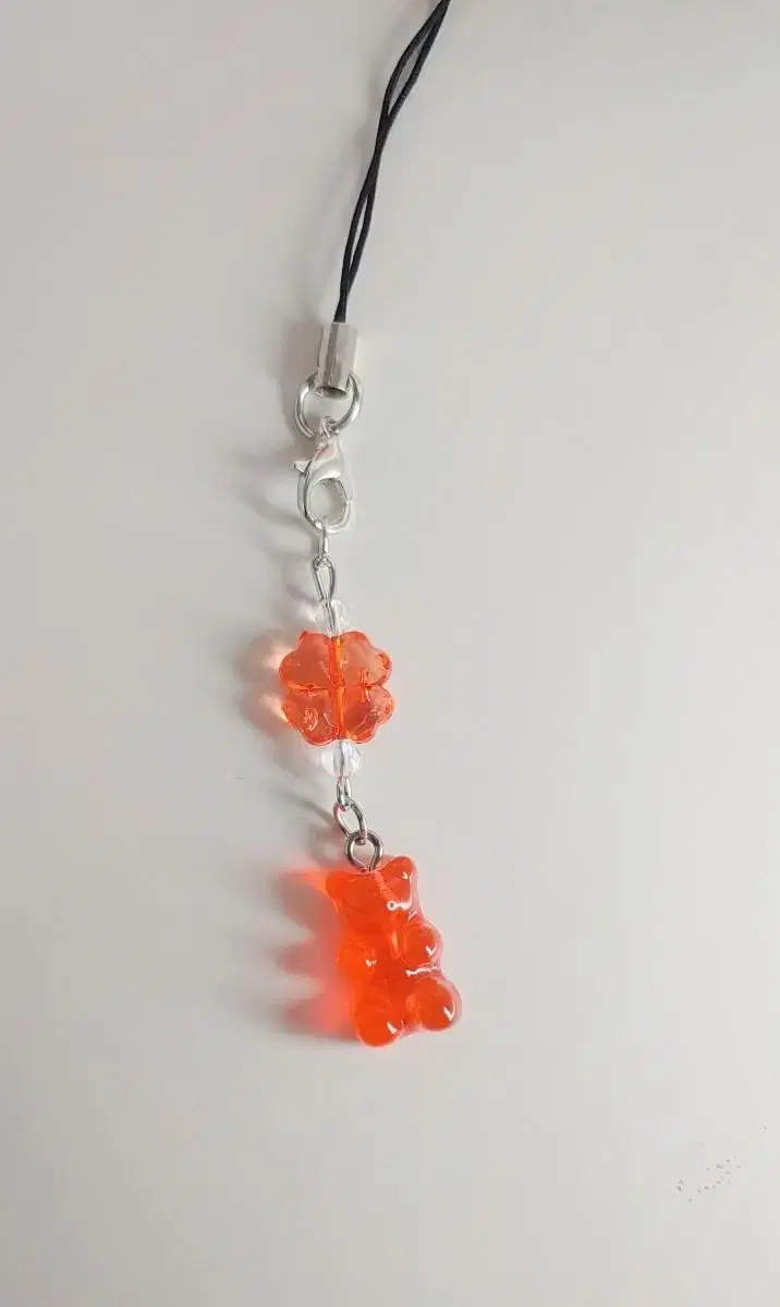 Red Haribo four-leaf clover beaded keyring