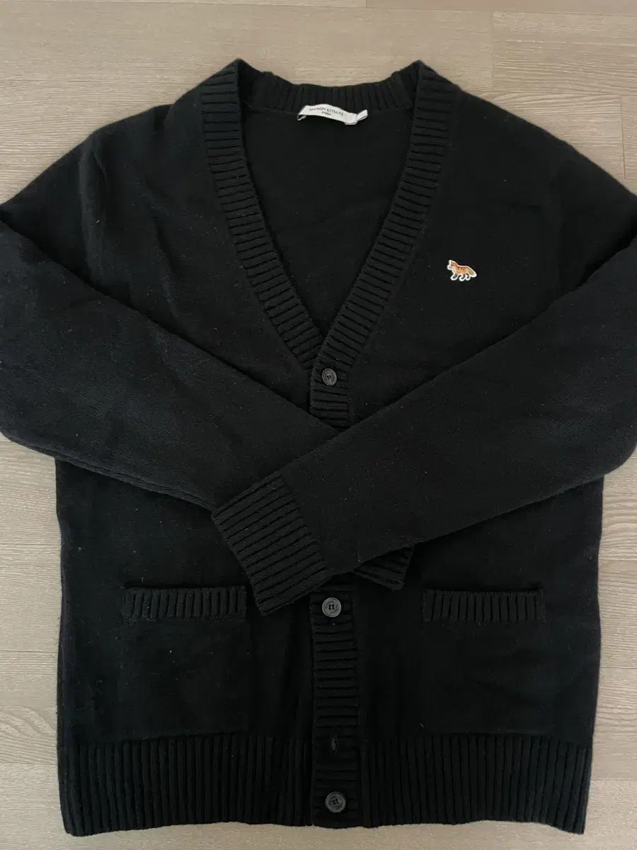 Maison Kitsune Lambswool Baby Fox Cardigan Black L