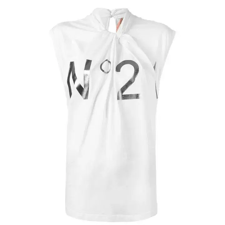 [Number 21] Logo Twist-Neck T-Shirt White F081 4157 1101