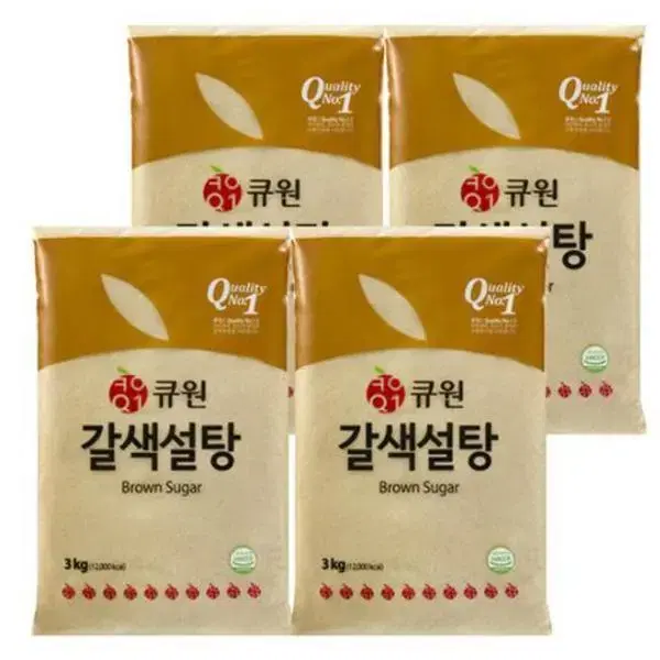 무료배송-큐원 갈색설탕 3kg 4개 (총 12kg)