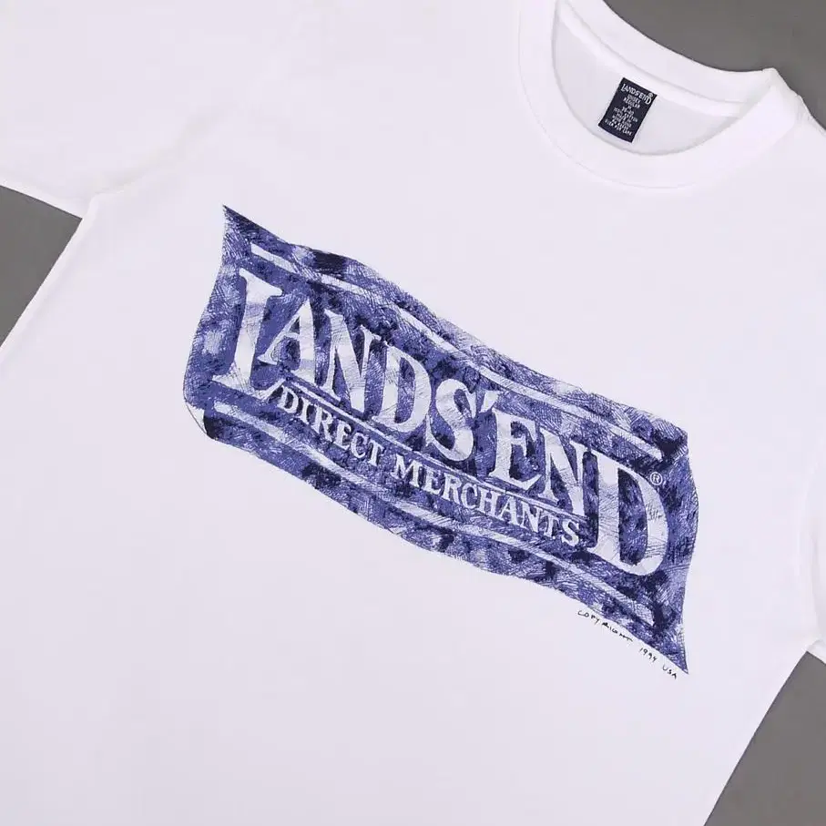 LANDS'END 랜즈엔드 90's 프린팅 코튼라운드넥 반팔티 M 100