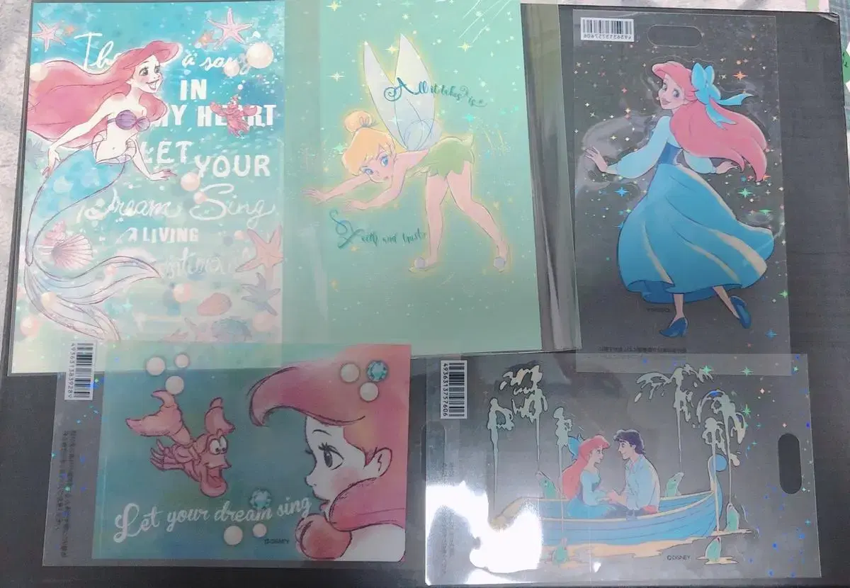 Disney The Little Mermaid Ariel Tinker Bell Glitter Transparent sticker postcard bulk Sells