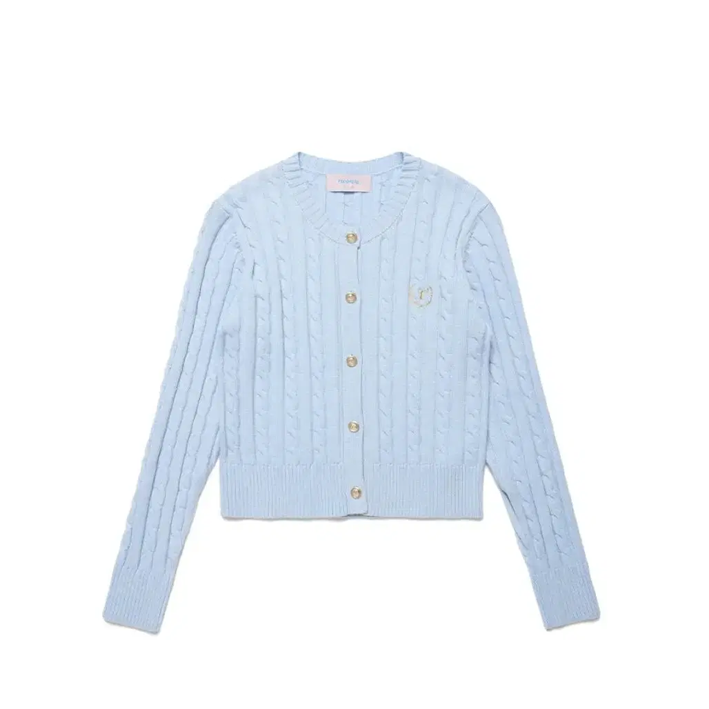 로라로라 로라로라 ROUND NECK CABLE CARDIGAN BLUE