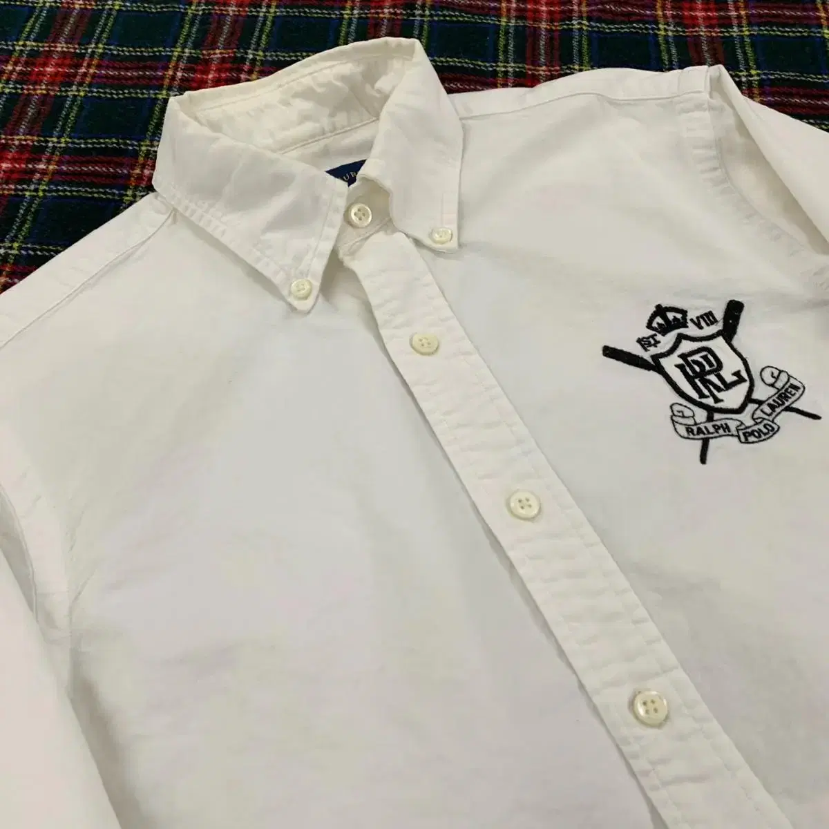 [S] Ralph Lauren Polo Embroidered pointed white cotton shirt