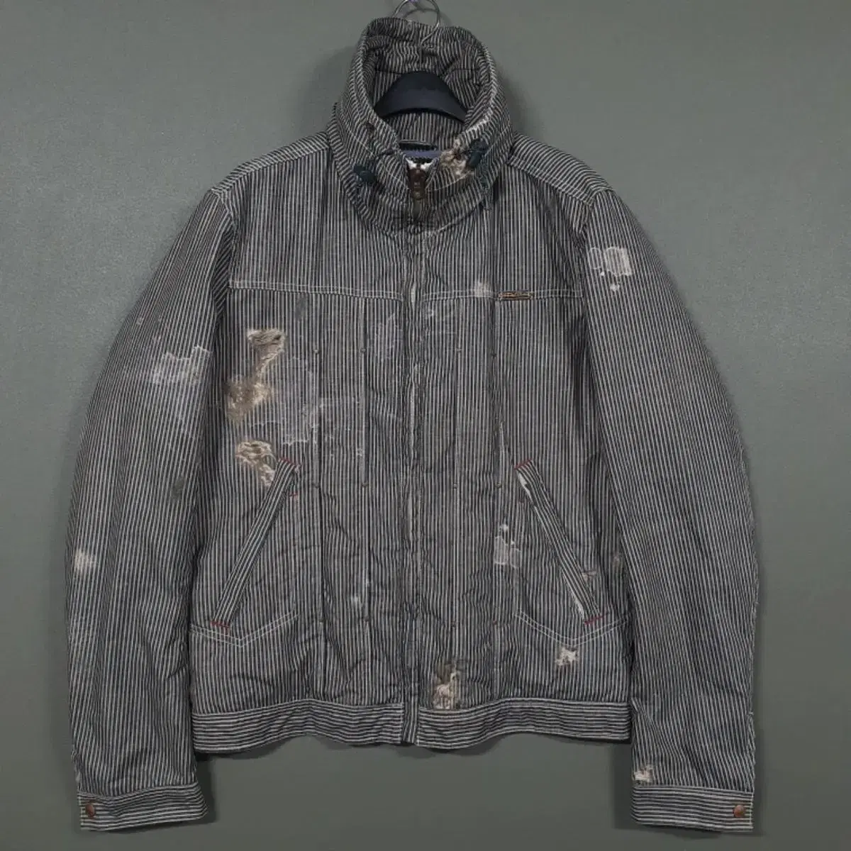 L) Diesel Acid Wash Hickory Tan and Bloo Thinsulate Workwear Jacket Rare