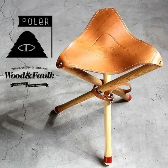 [미사용] WOOD&FAULK 접이식 가죽의자 made in USA