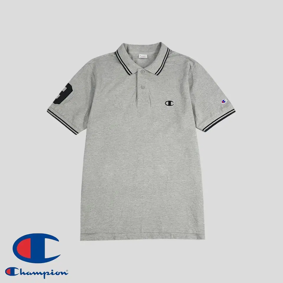 Champion JP Gray embroidered 9 number arm patch cotton100 PK pique caraneck