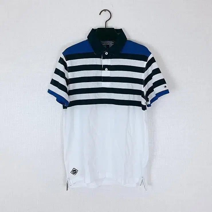 (Genuine/New) Tommy Hilfiger Men's bloo White Striped Pique Shirt