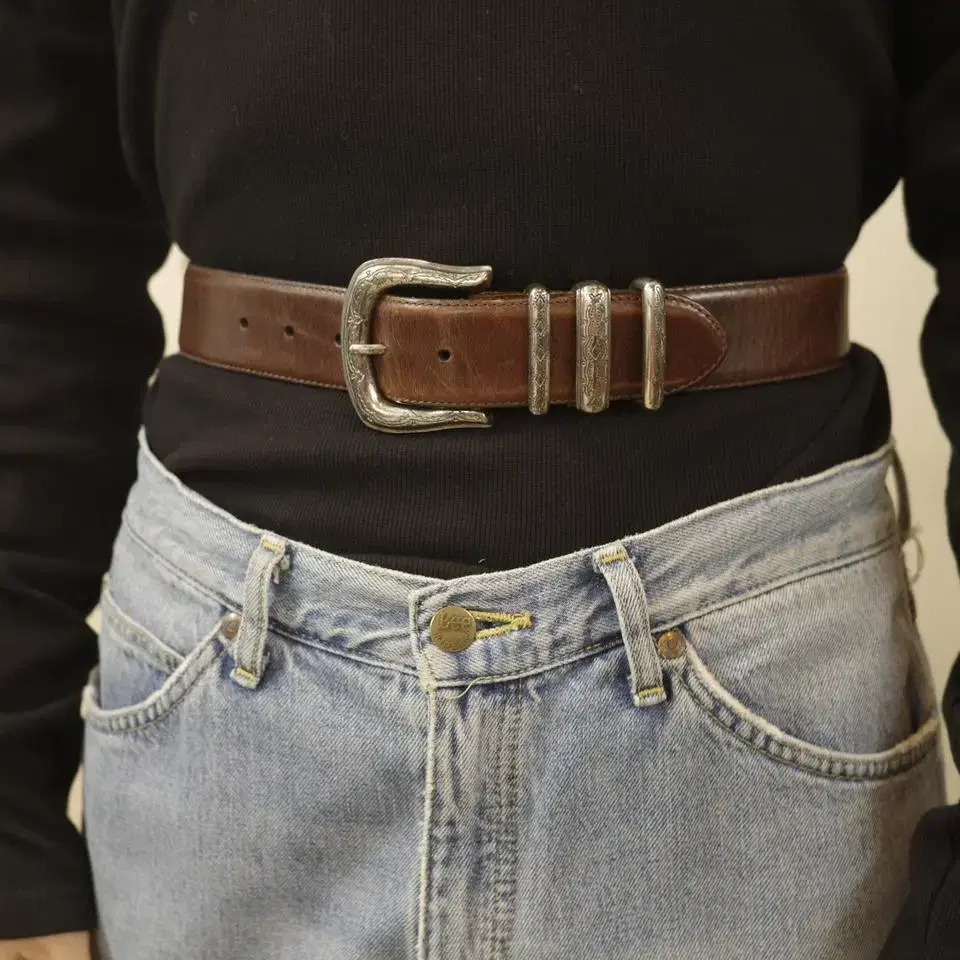 vintage fossil western leather belt