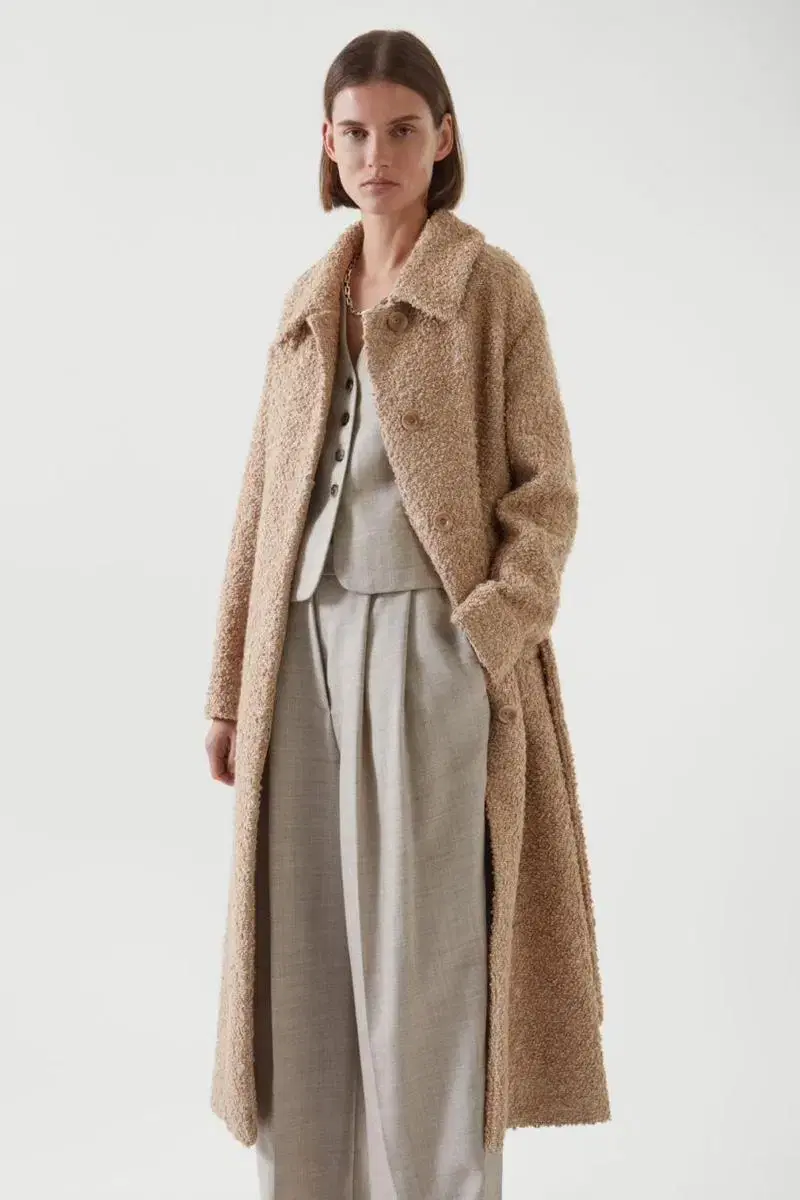 COS Boucle belted coat 테디베어 롱코트