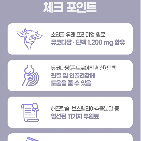 내츄럴플러스 관절엔 뮤코다당단백(콘드로이친)1200 1,000mgx60정