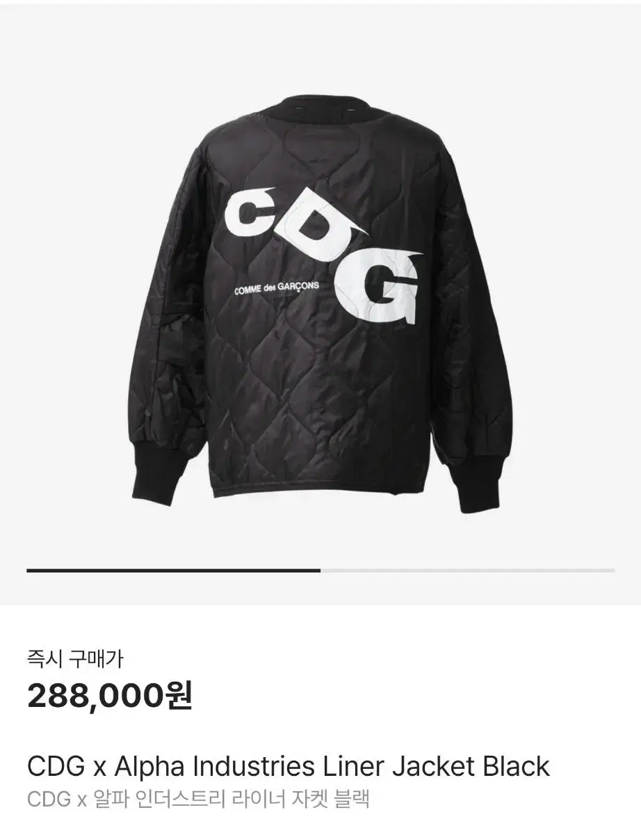 CDG 알파 인더스트리 라이너 자켓 블랙