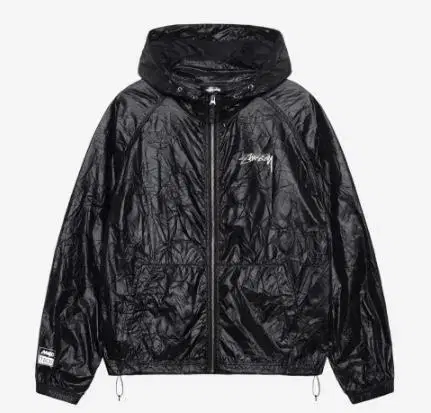 Stussy Beach Shell Wrinkle Nylon Jacket Black