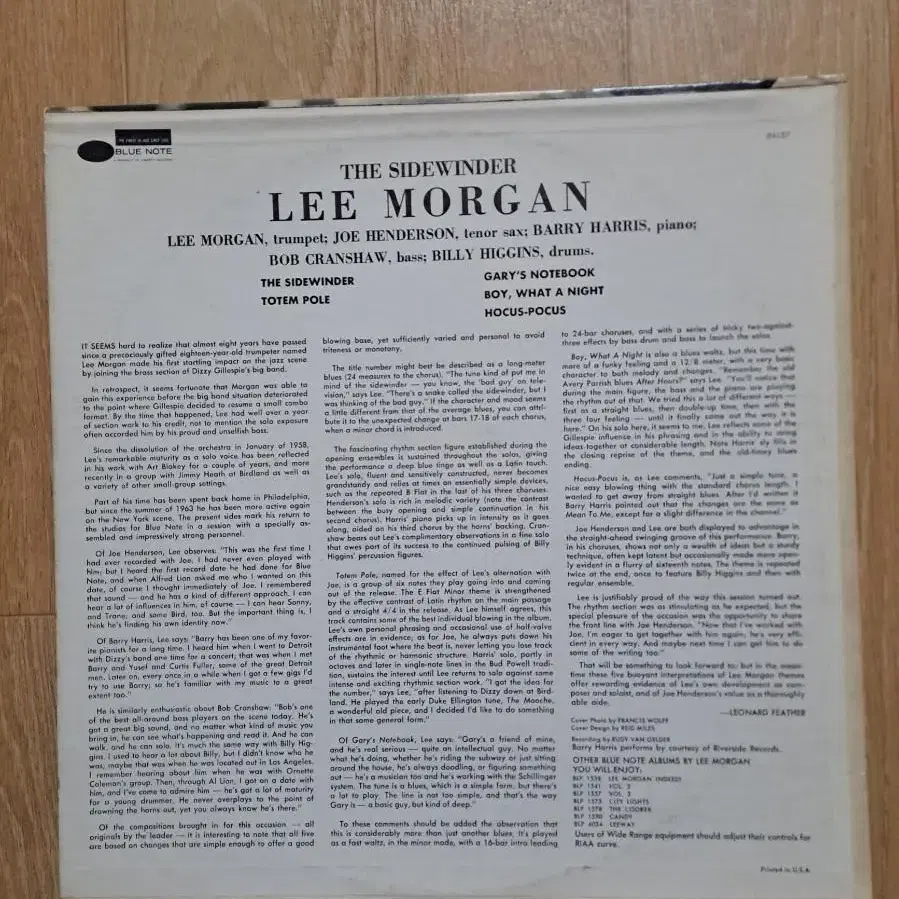 BLUENOTE LEE MORGAN SIDEWINDER