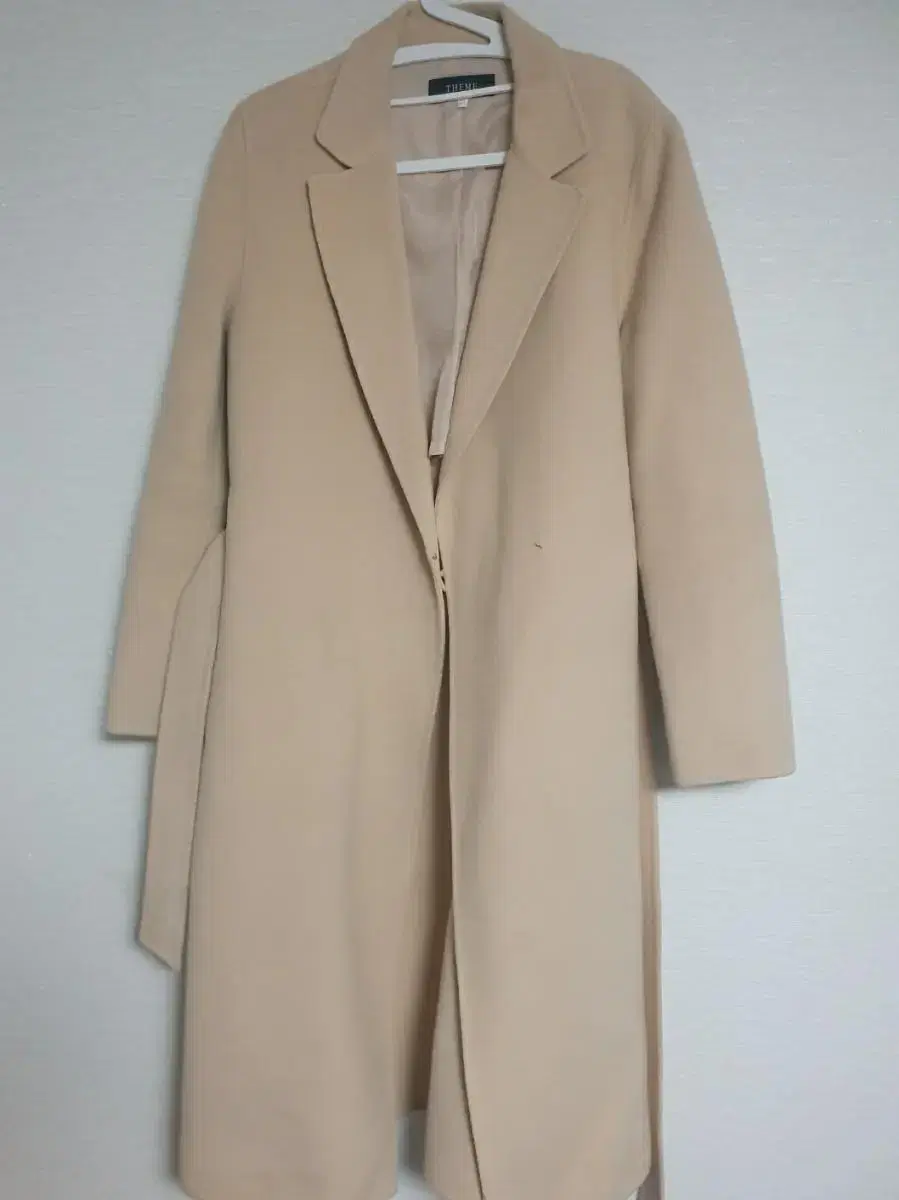 THEME Wool 100% Cream-colored Long Coat 55 Skinny 66 Length 113