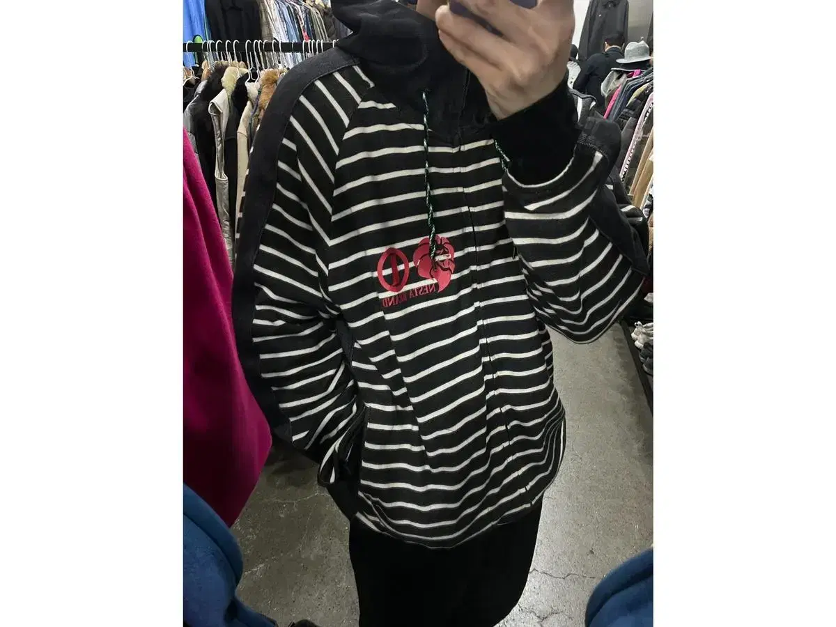 NESTA BRAND JAPAN High-neck striped hoodie zip-up