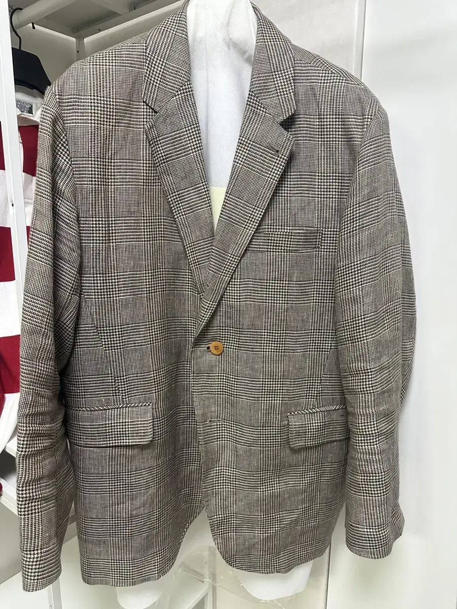 Discount) Document Linen Check Blazer