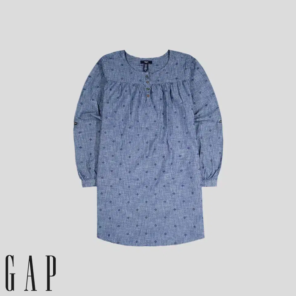 GAP 갭 키즈 인디고블루 폴카도트 코튼100 샴브레이 원피스 WOMAN