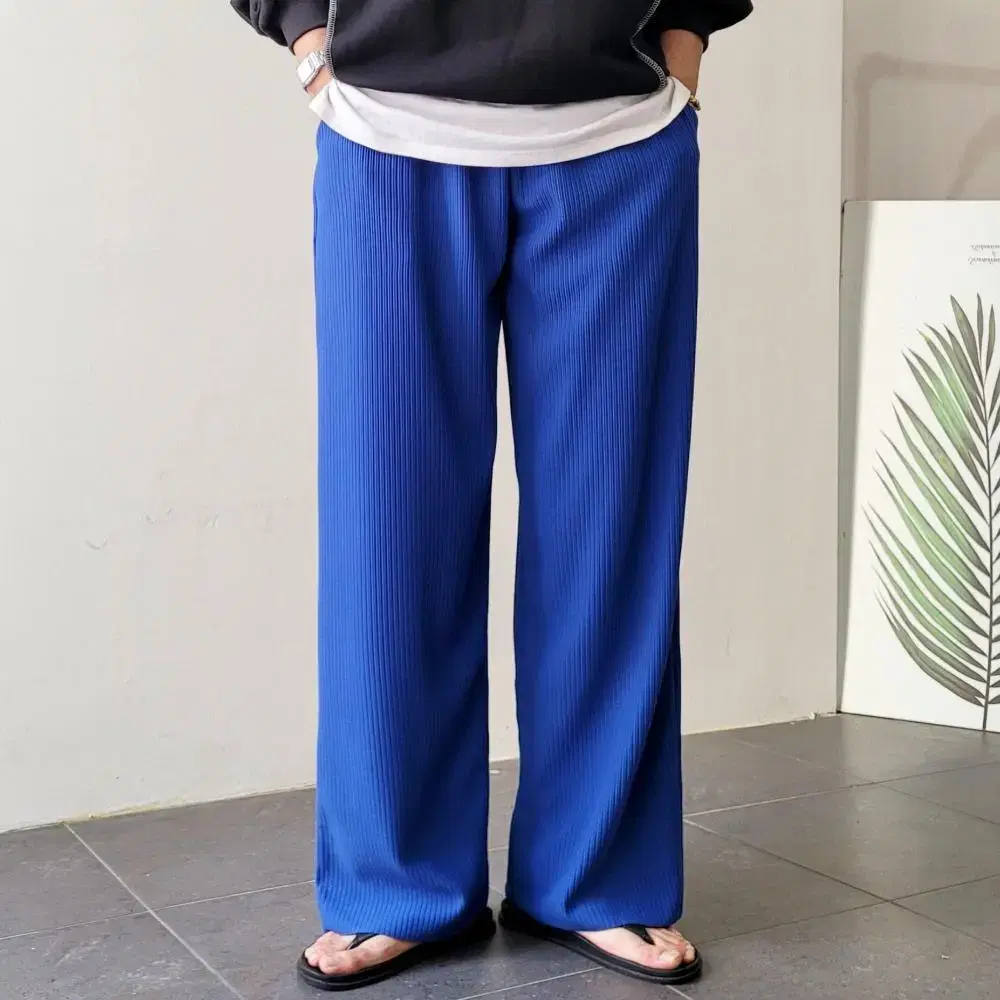 Cooling Ice Banding Pleated Long Length Wide Pants Trousers [3 Colors] [28-34]