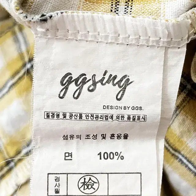 ggsing 체크 브이넥 노카라 허리 스트랩 반팔 원피스