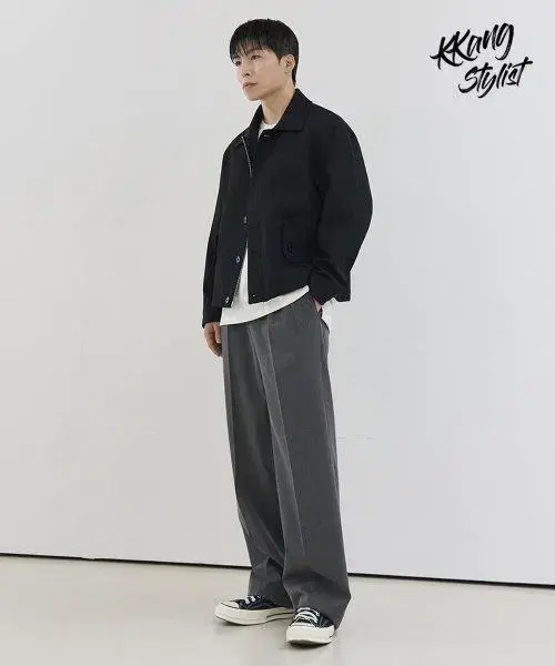 [Canastylist X Drawstring] Two-Tuck Banded Wide-leg Slacks M