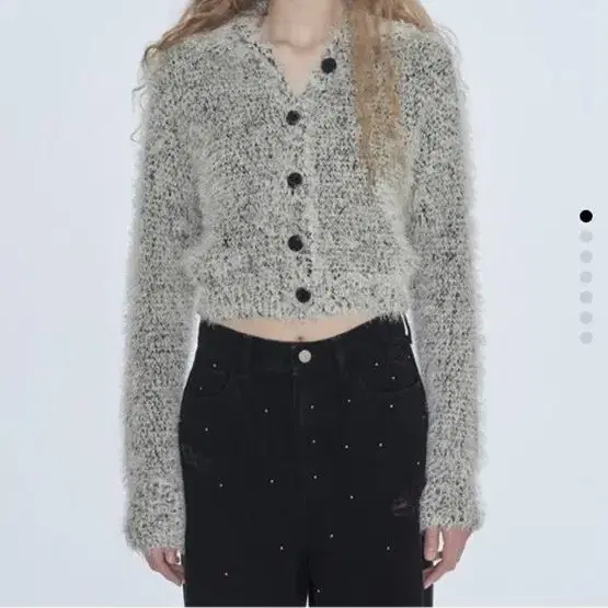 [diagonal] FUZZY MIXED KNIT CARDIGAN