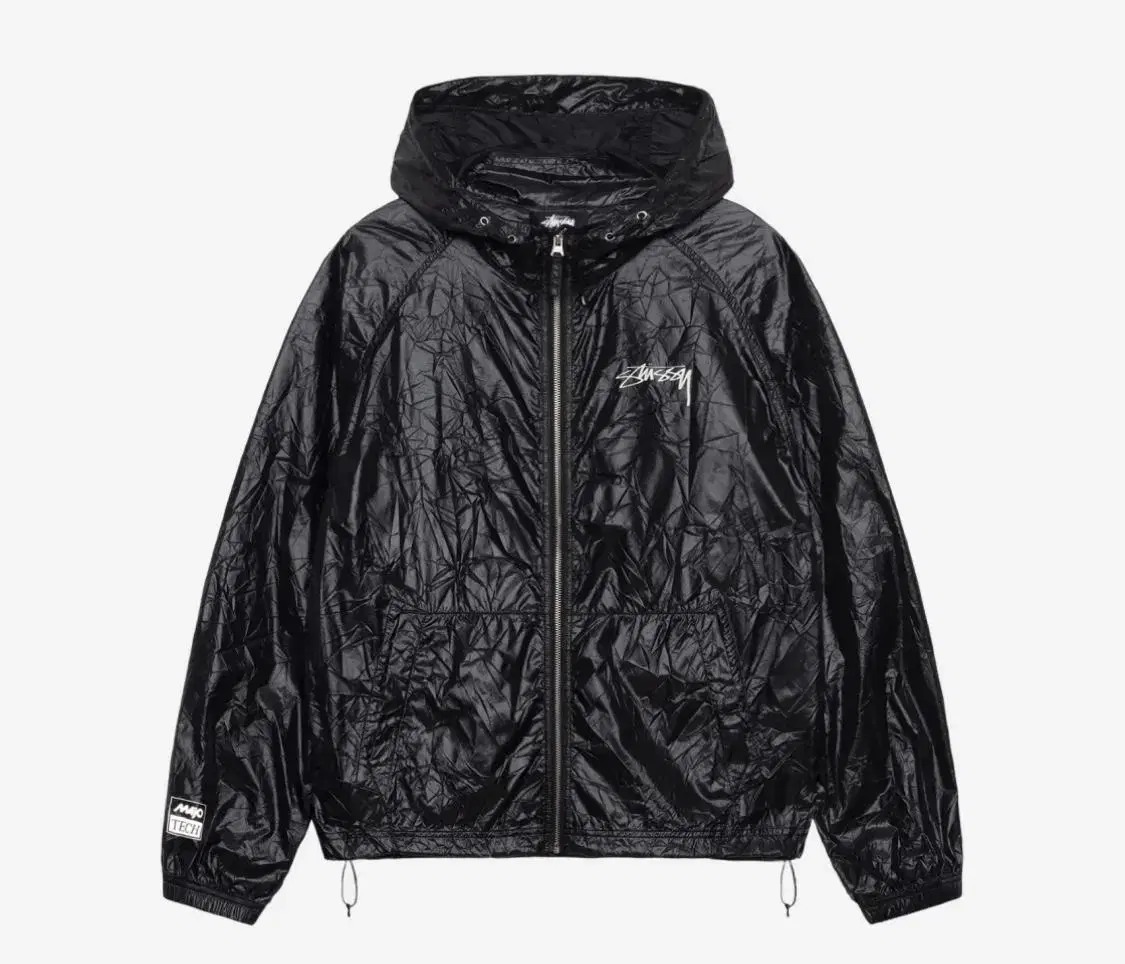 M Stussy Beach Shell Wrinkle Nylon Jacket Black