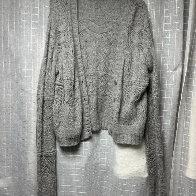 Alpaca Knit Cardigan Set-up (Grey)