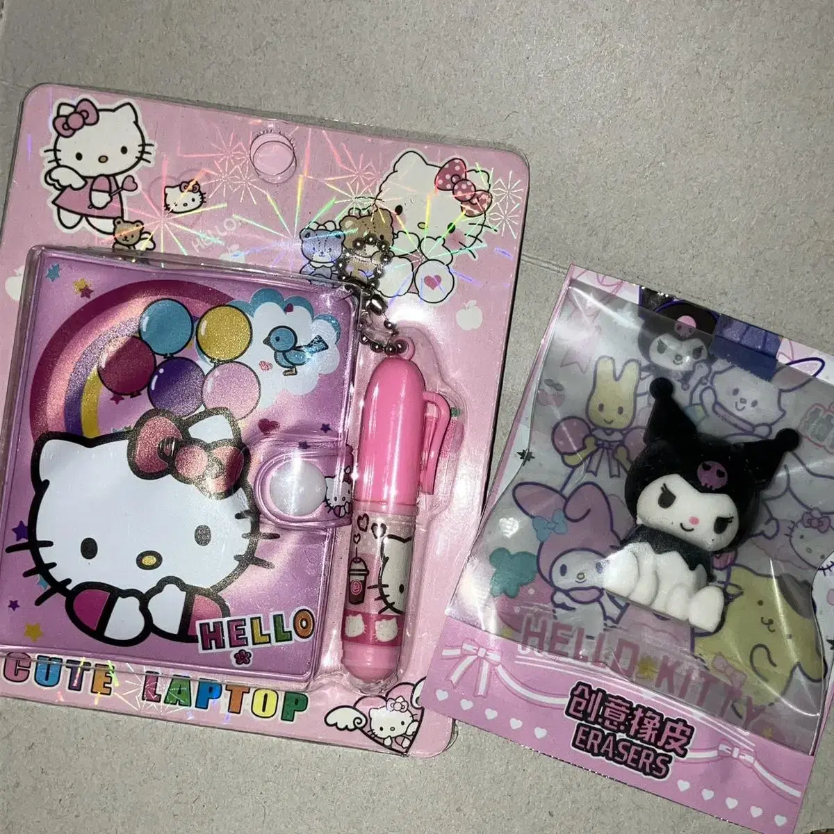 Hello Kitty Mini Notebook, Kuromi Eraser