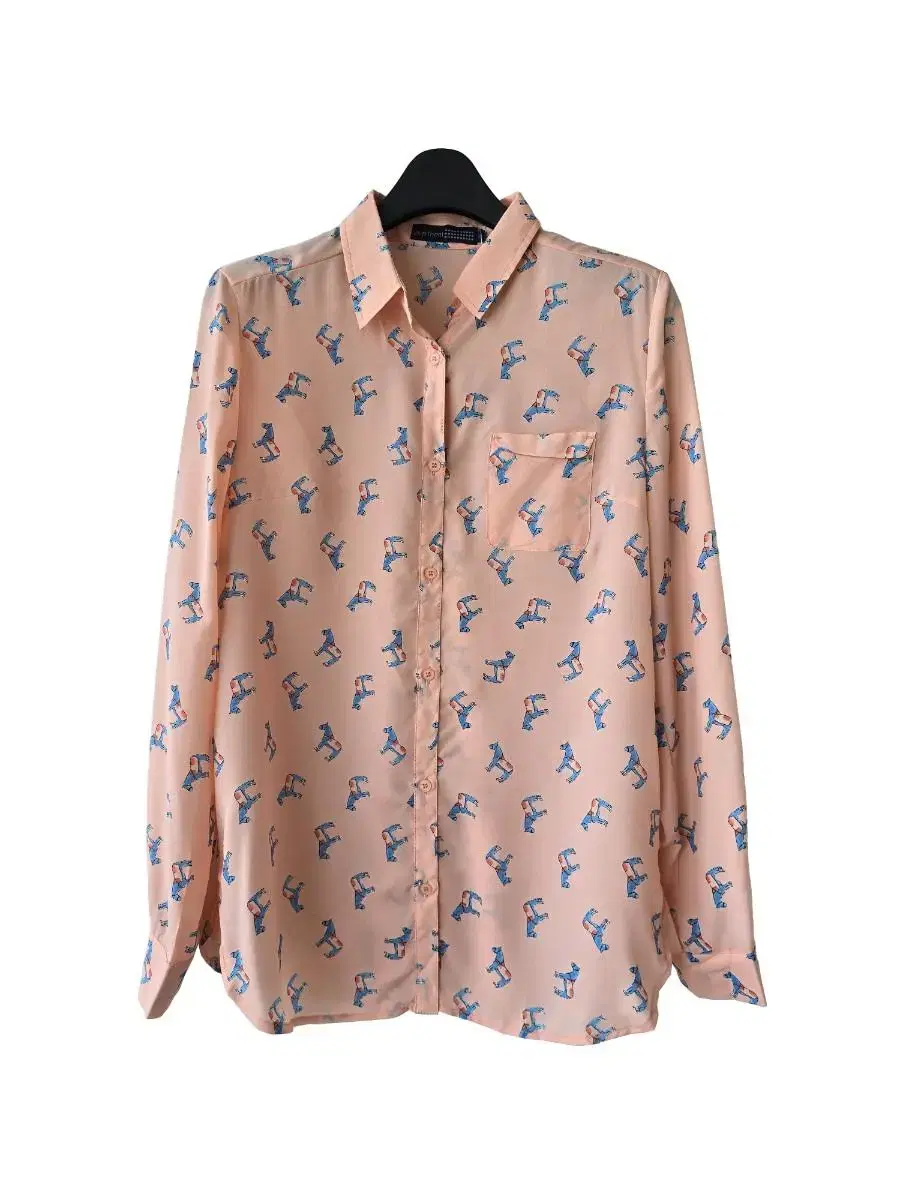 55,66) Patterned apricot shirt. New product. Package