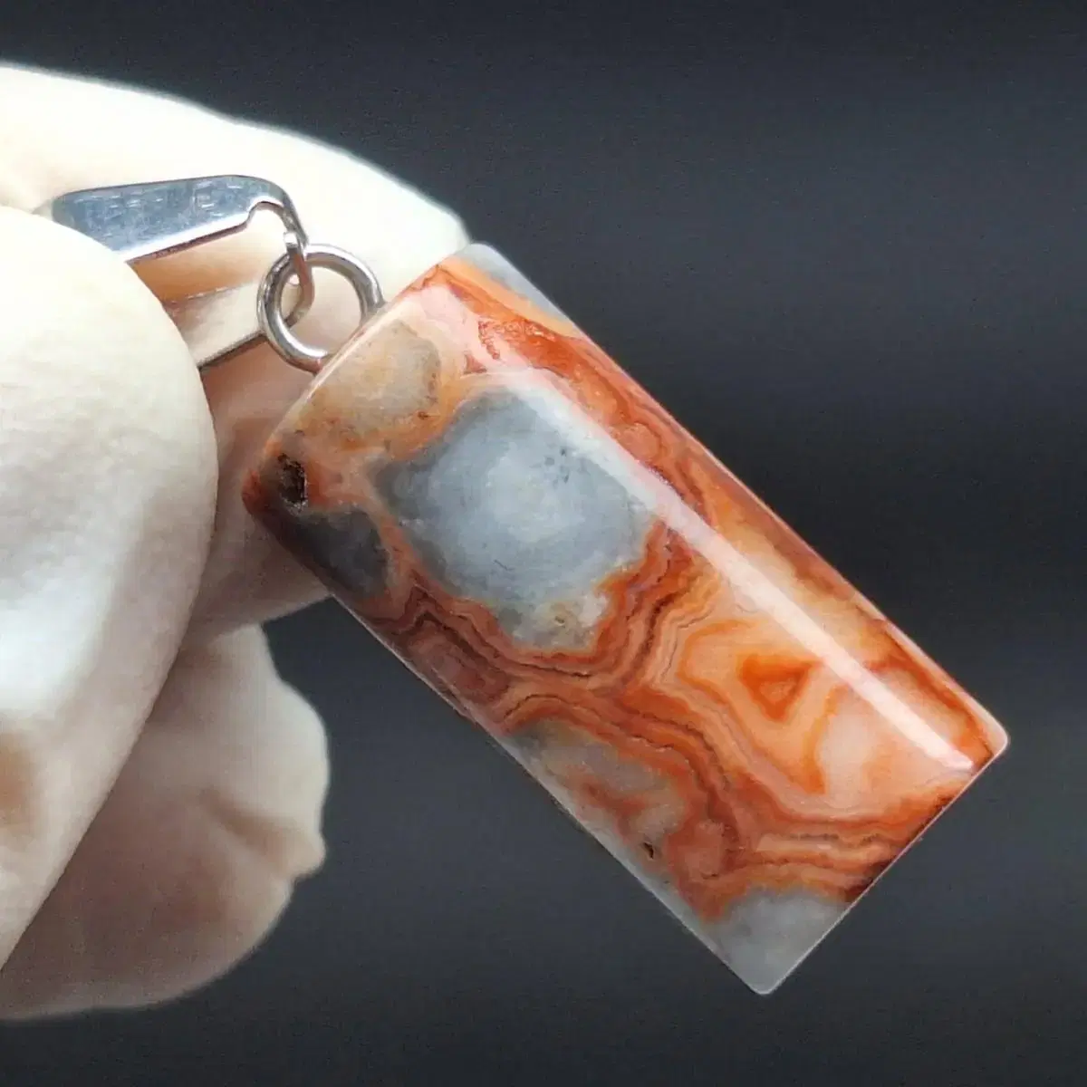 Natural Crazy Lace Agate Cylinder Pendant