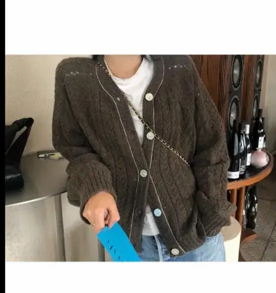 헤이그 haag an alpaca cardigan 브라운