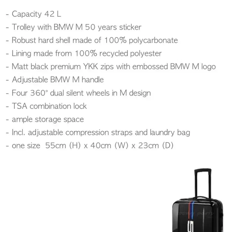 Bmw m boarcase 한정판 기내 캐리어