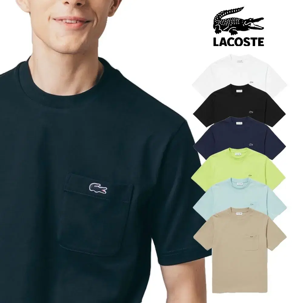 6 genuine Lacoste pocketed short sleeve T-shirts